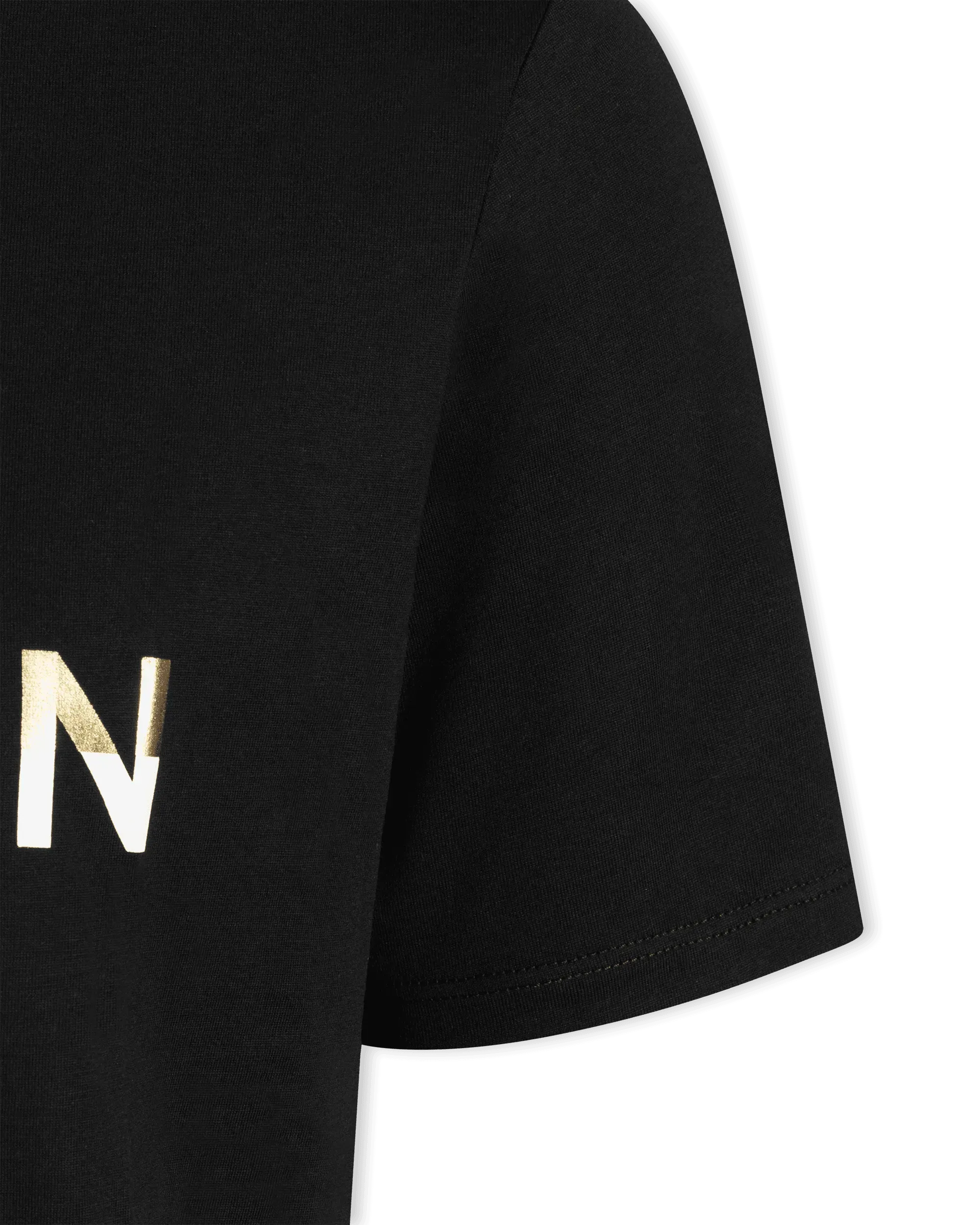 3 Button Foil-Printed Logo T-Shirt
