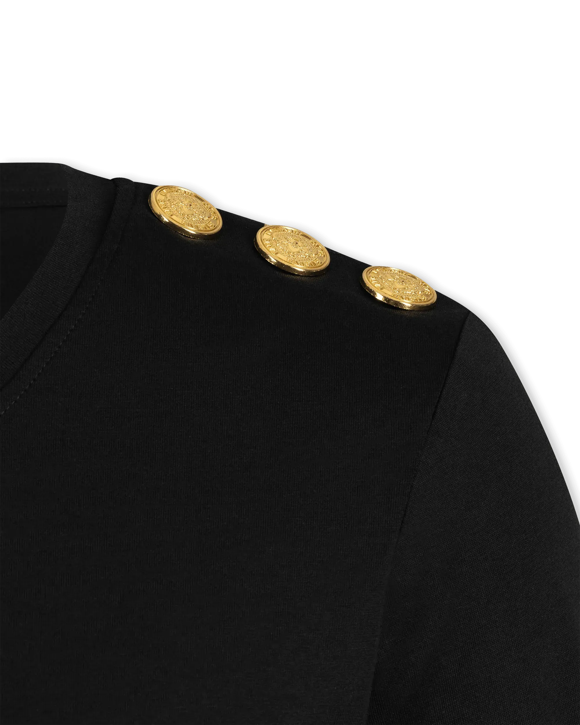 3 Button Foil-Printed Logo T-Shirt