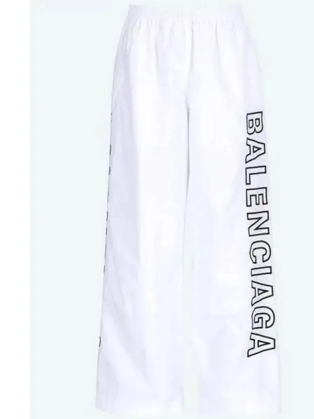 Balenciaga Embroidered Logo Polyester Wide Track Pants White