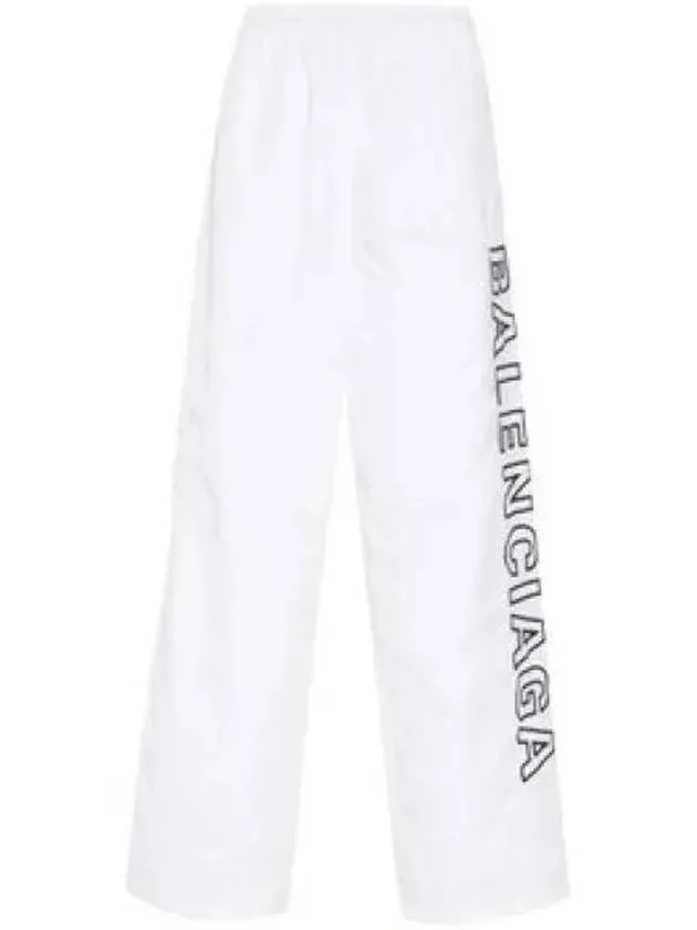 Balenciaga Embroidered Logo Polyester Wide Track Pants White