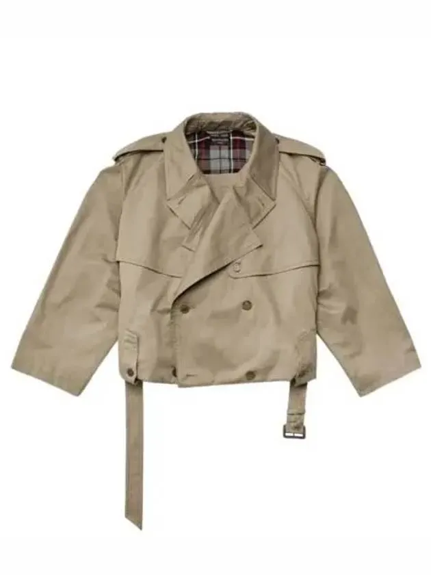 Balenciaga Fold Cotton Twill Short Trench Coat Beige