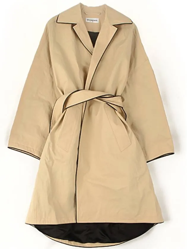 Balenciaga Line Detail Belt Single Coat Beige