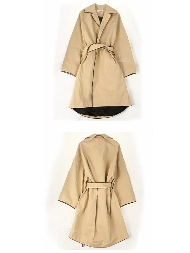 Balenciaga Line Detail Belt Single Coat Beige