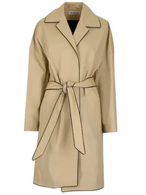 Balenciaga Line Detail Belt Single Coat Beige