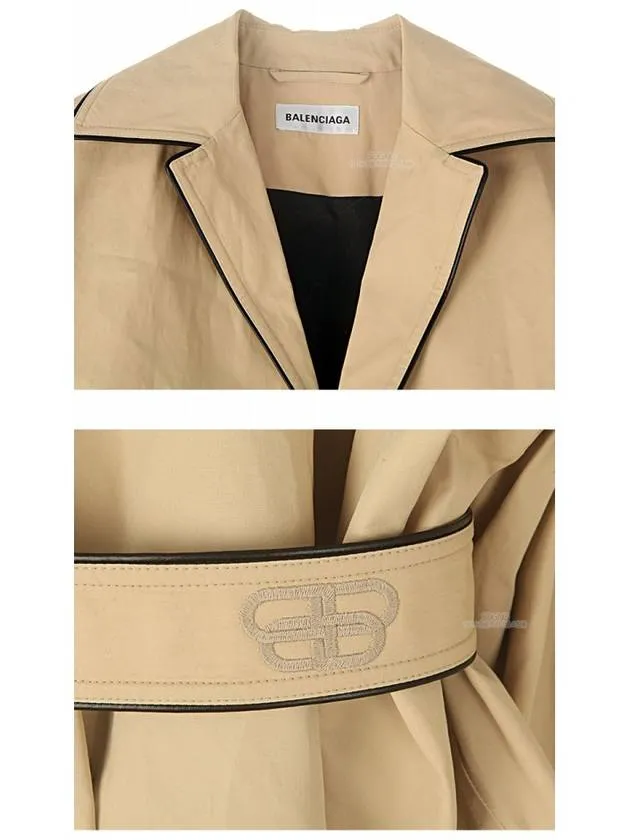 Balenciaga Line Detail Belt Single Coat Beige