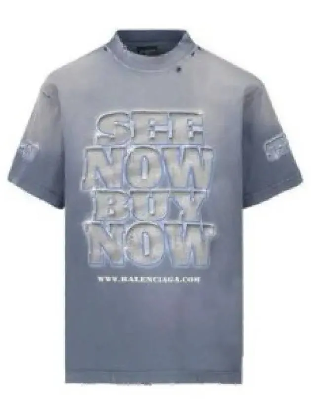 Balenciaga See Now Buy Now Short Sleeve T-Shirt Blue
