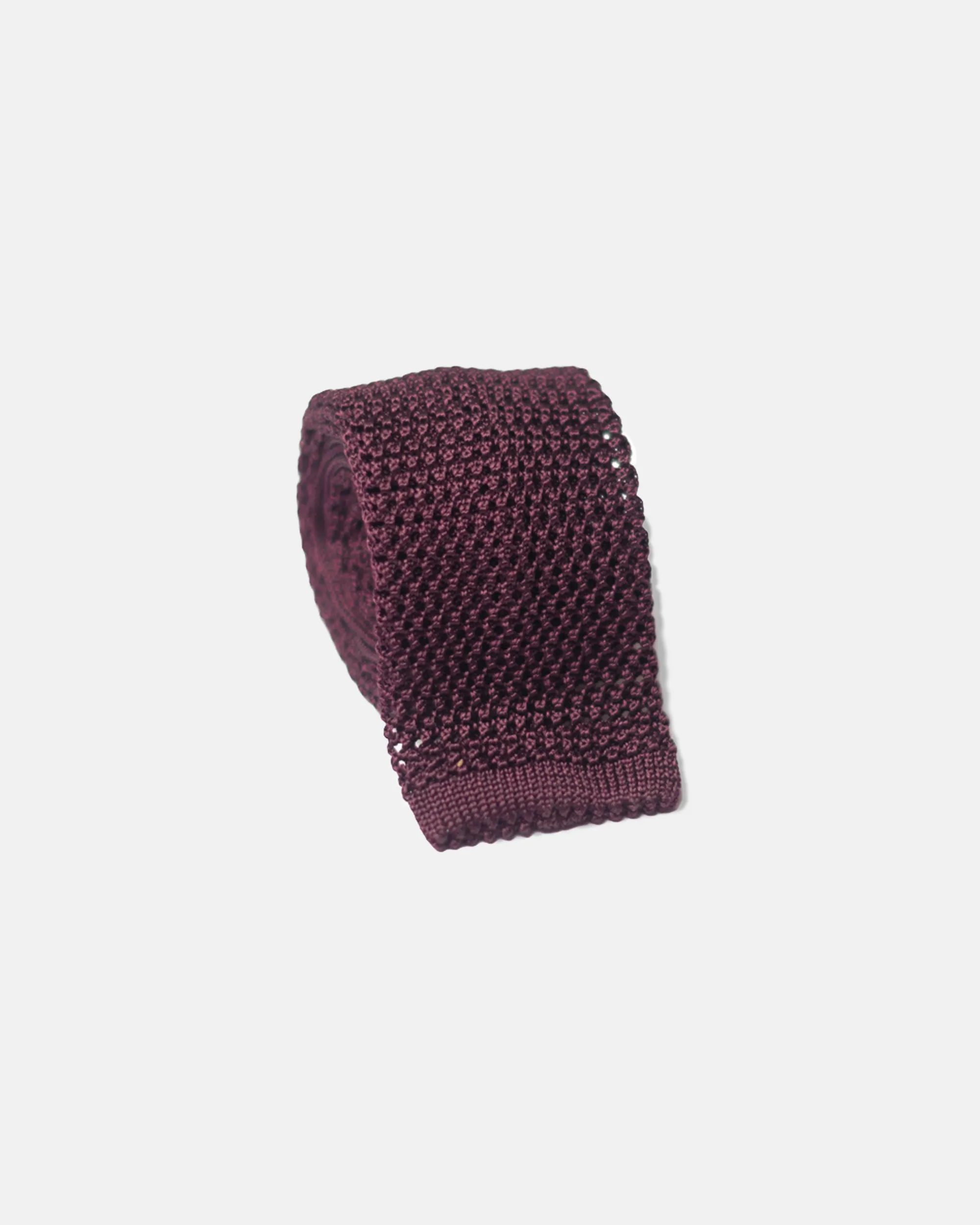 BURGUNDY SOLID SILK KNIT TIE