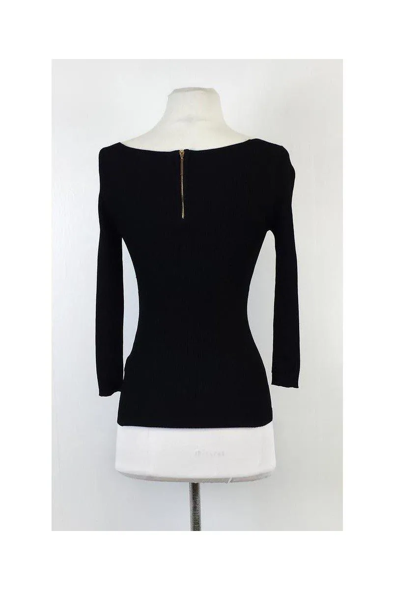 Carmen Marc Valvo - Black Ribbed Sweater Sz XS