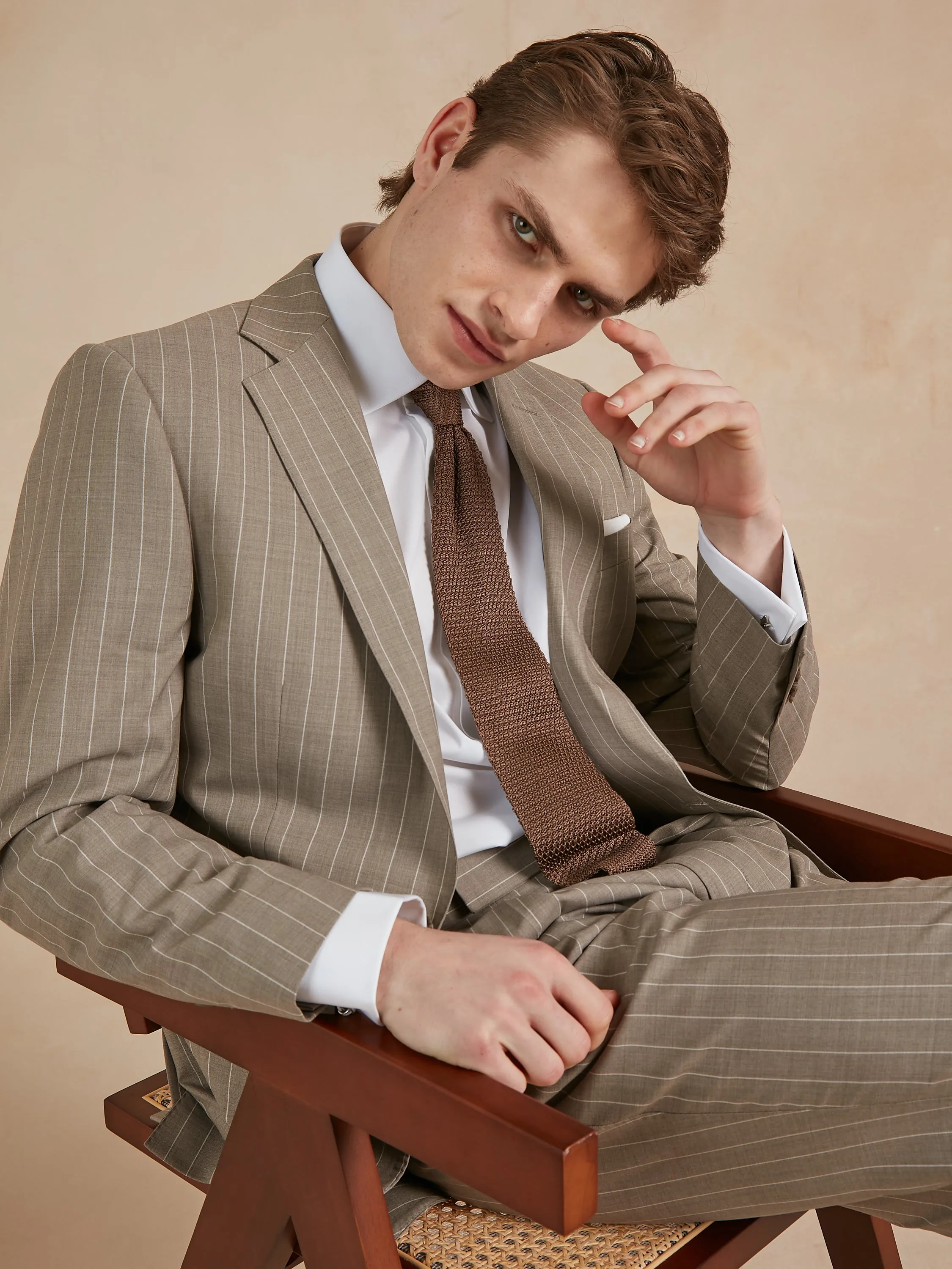 Chester Striped Suit - Beige