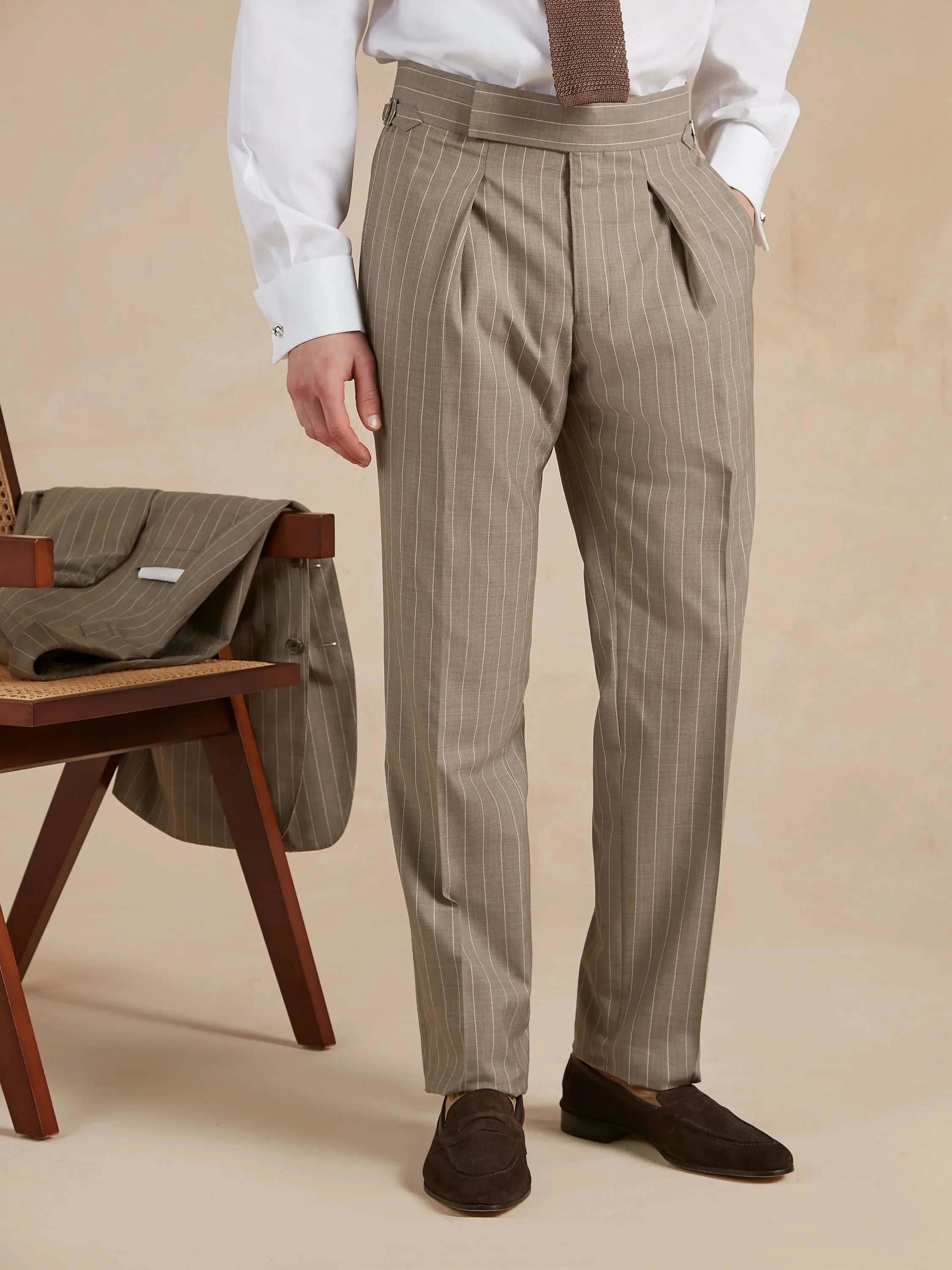 Chester Striped Suit - Beige