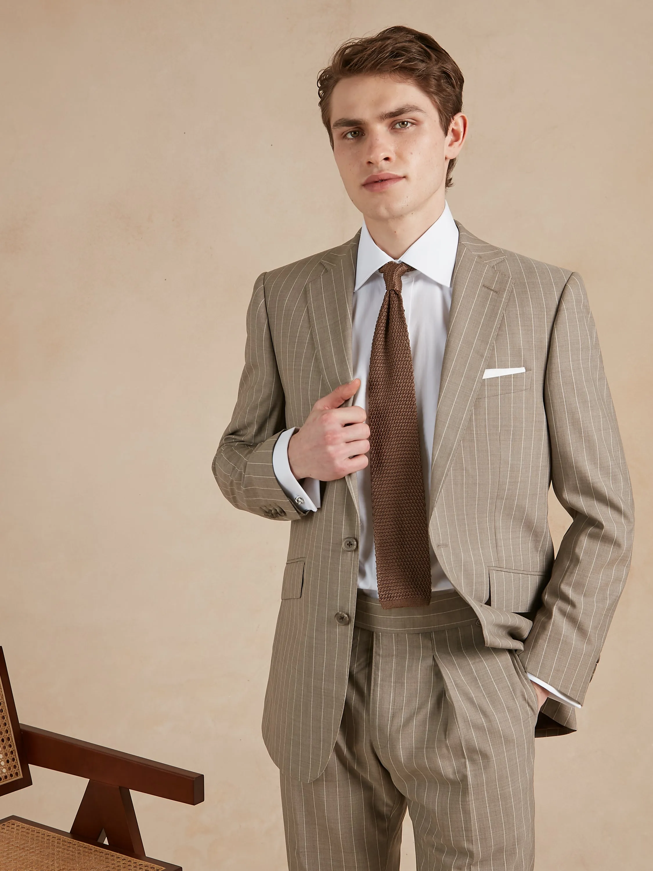 Chester Striped Suit - Beige