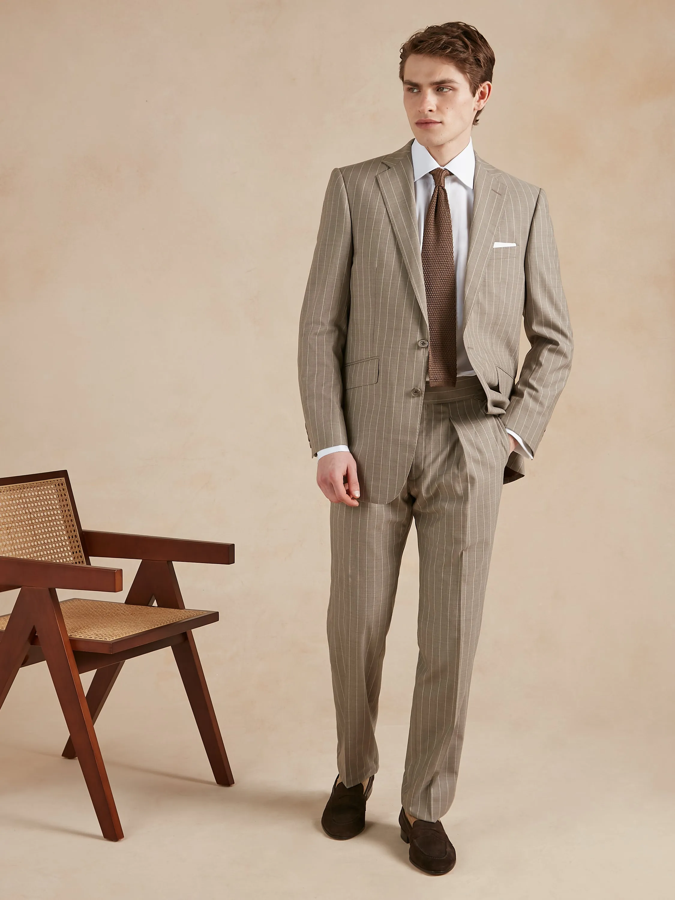 Chester Striped Suit - Beige