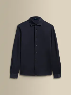 Cotton Jersey Long Sleeve Button Through Polo Shirt