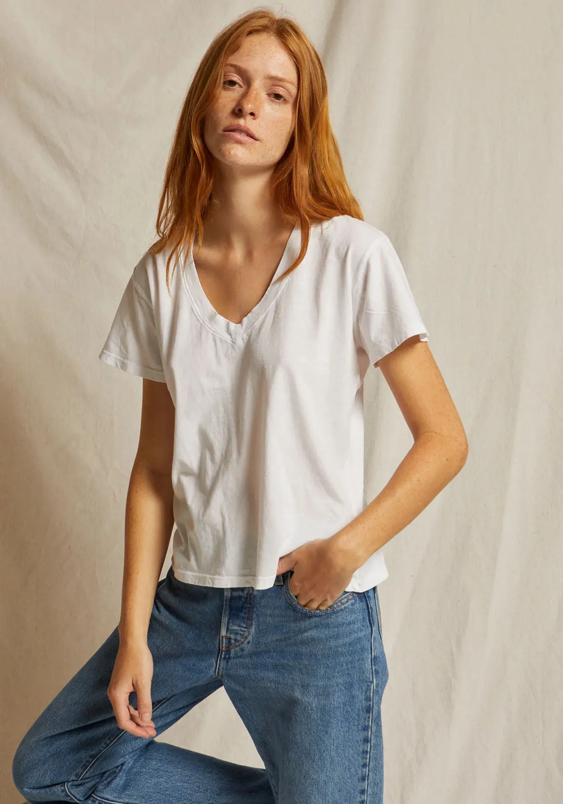 HENDRIX BASIC V NECK WHITE