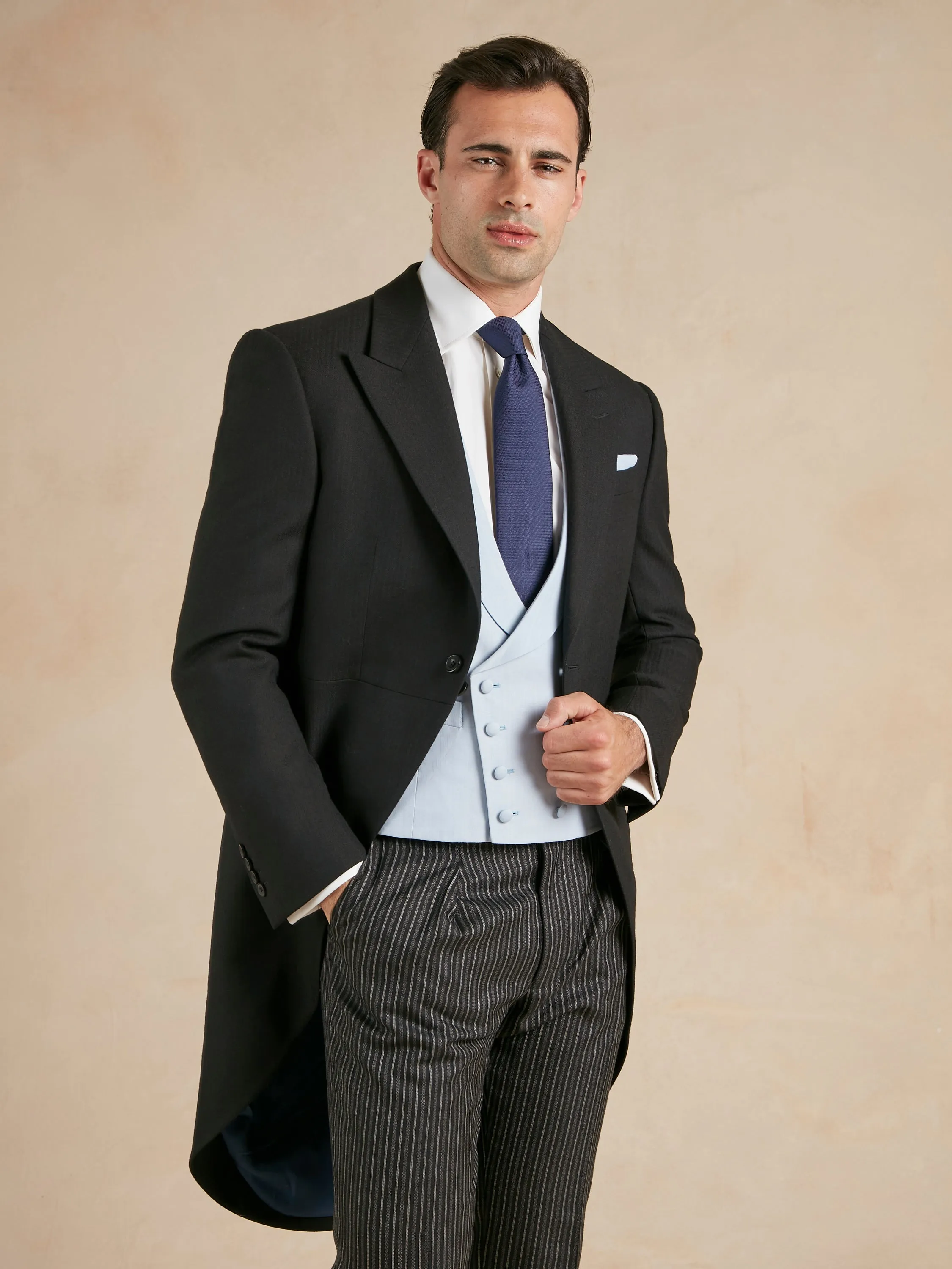 Herringbone Morning Coat - Black