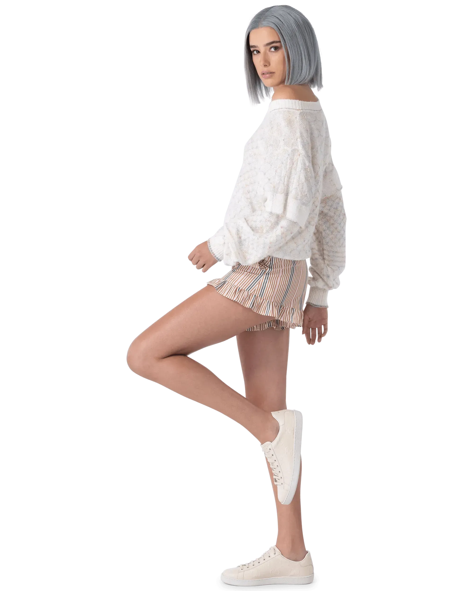 Linen Multicolor Metallic Crewneck Sweater