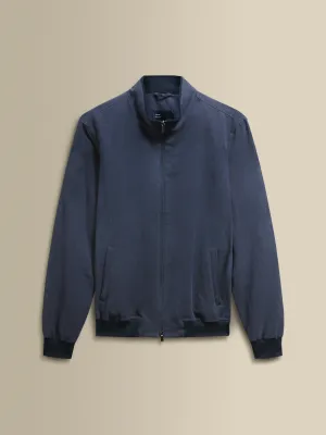 Linen Zip-Through Mock Collar Bomber Jacket