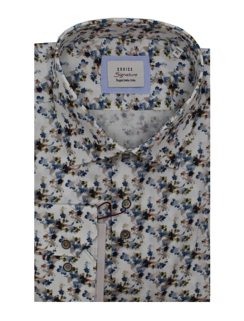 Long Sleeve Shirts - Blue Floral