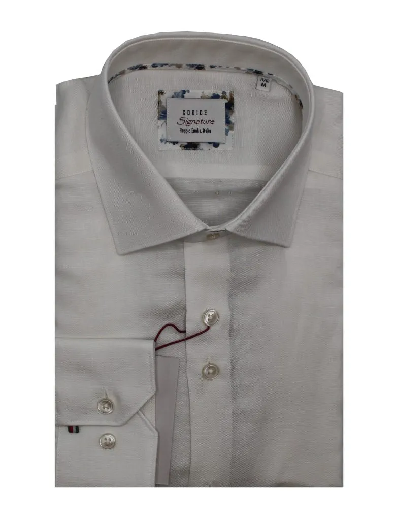 Long Sleeve Shirts in White Buttons - White