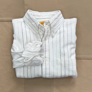 Long Sleeve Spring Shirt. Multi-Blue Stripe