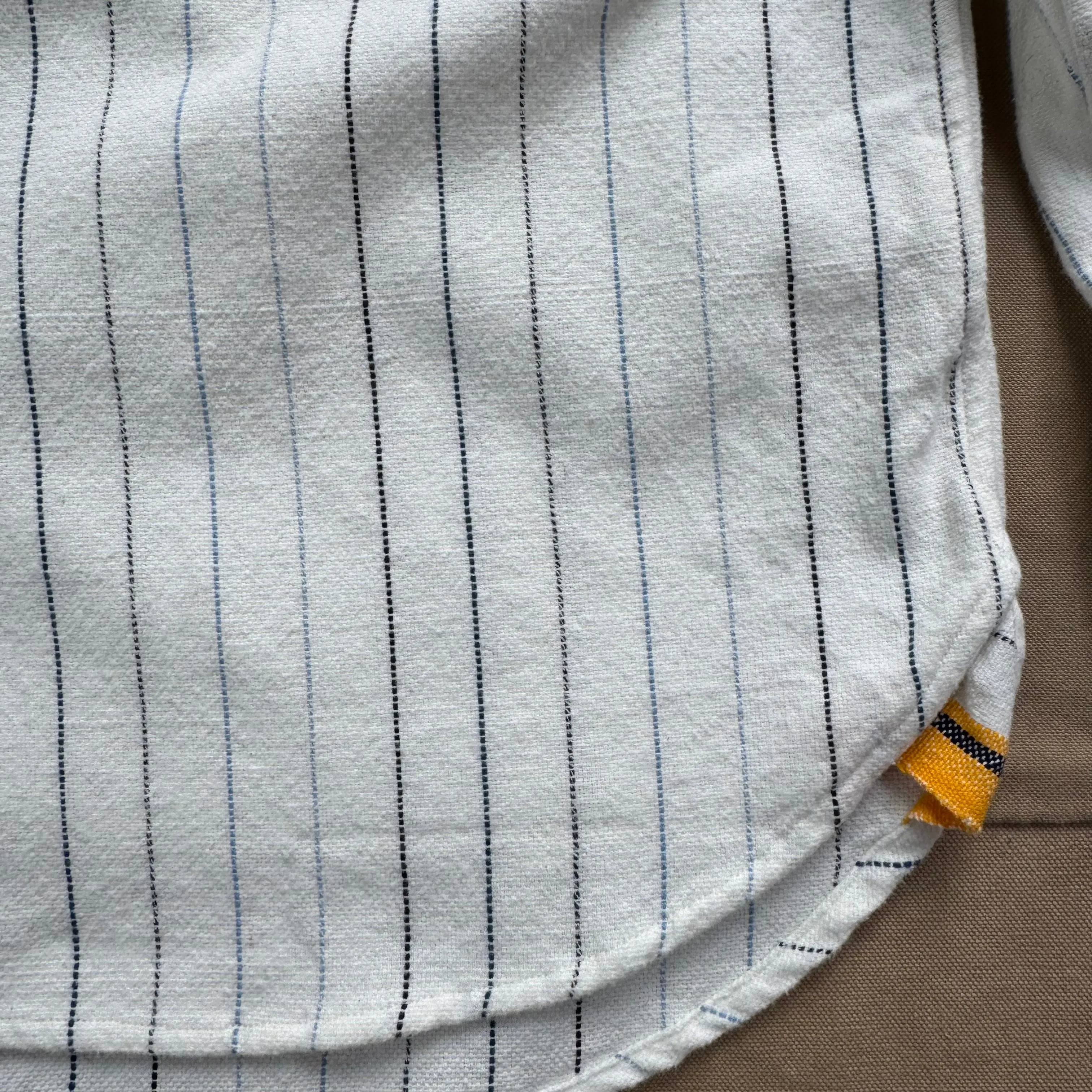 Long Sleeve Spring Shirt. Multi-Blue Stripe