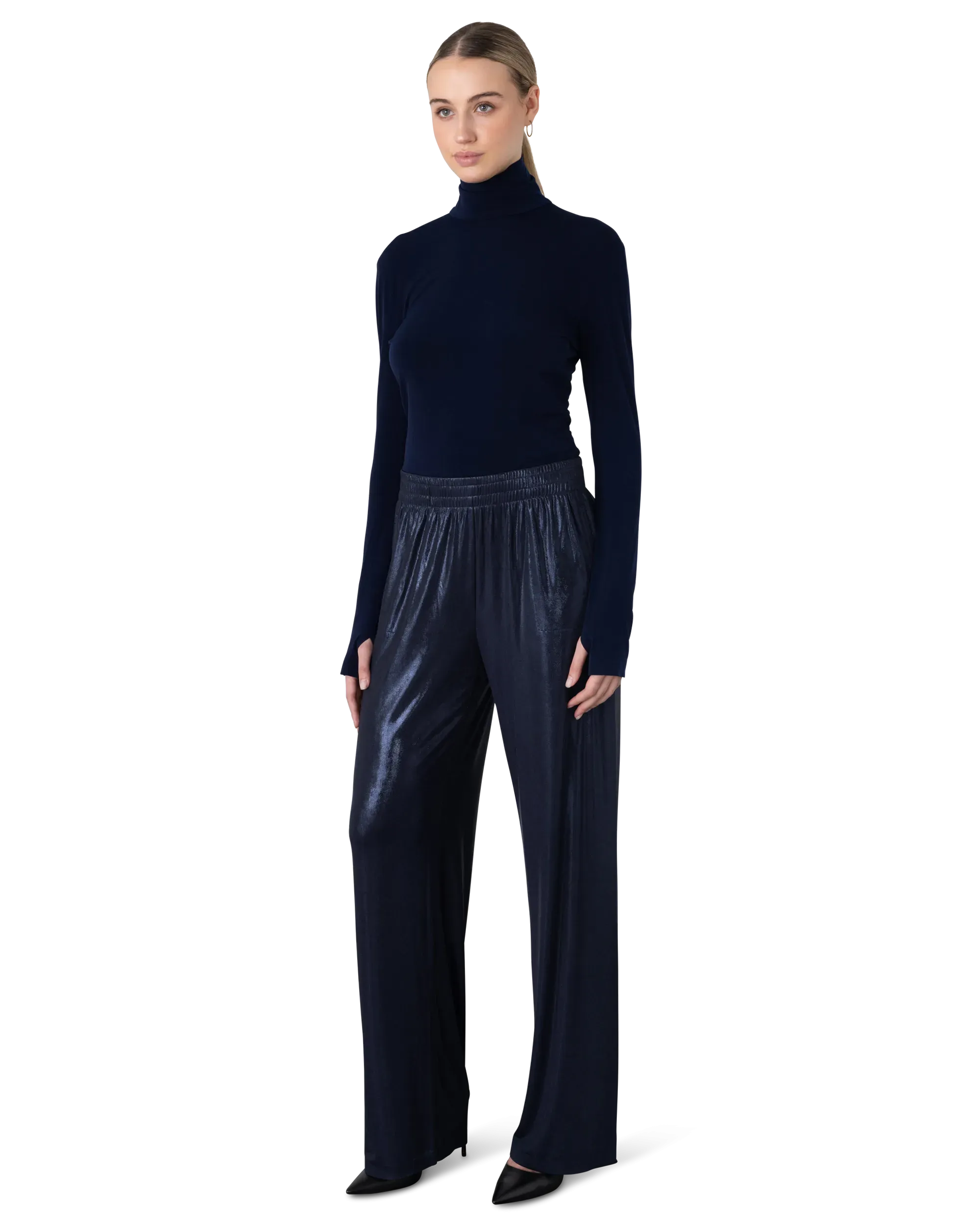 Metallic Straight Leg Sweatpants
