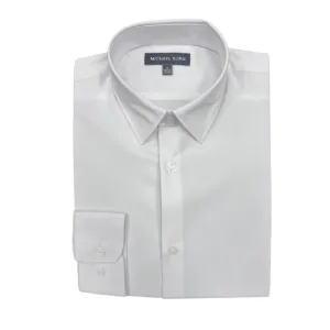 Michael Kors Solid White Stretch Dress Shirt_ SJY0060