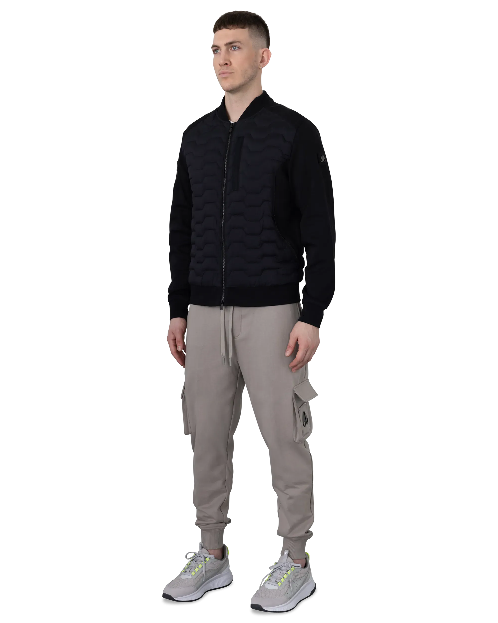 Moose Knuckles Granite Down Hybrid Bomber Jacket