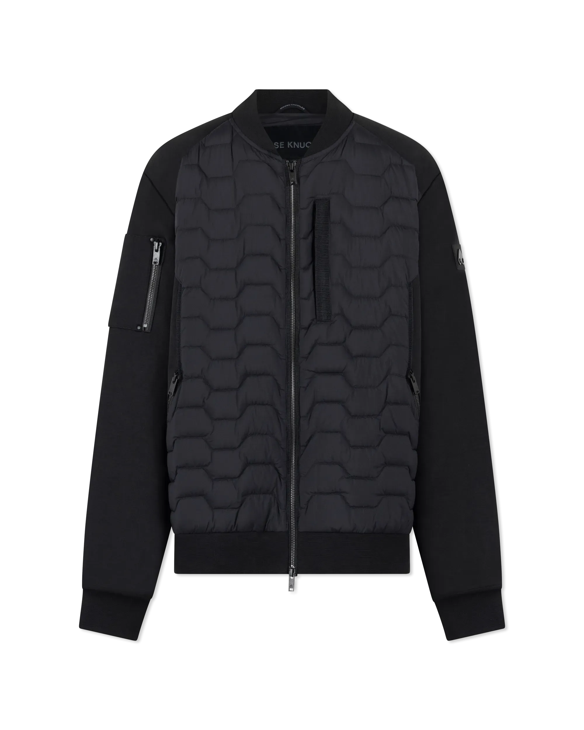 Moose Knuckles Granite Down Hybrid Bomber Jacket