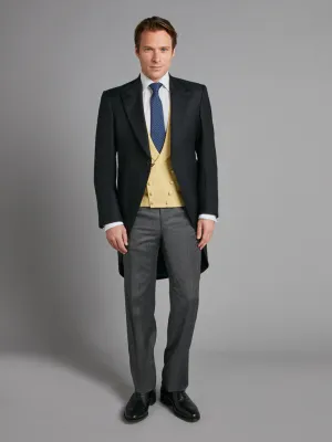 Morning Coat Italian Woven Herringbone - Black
