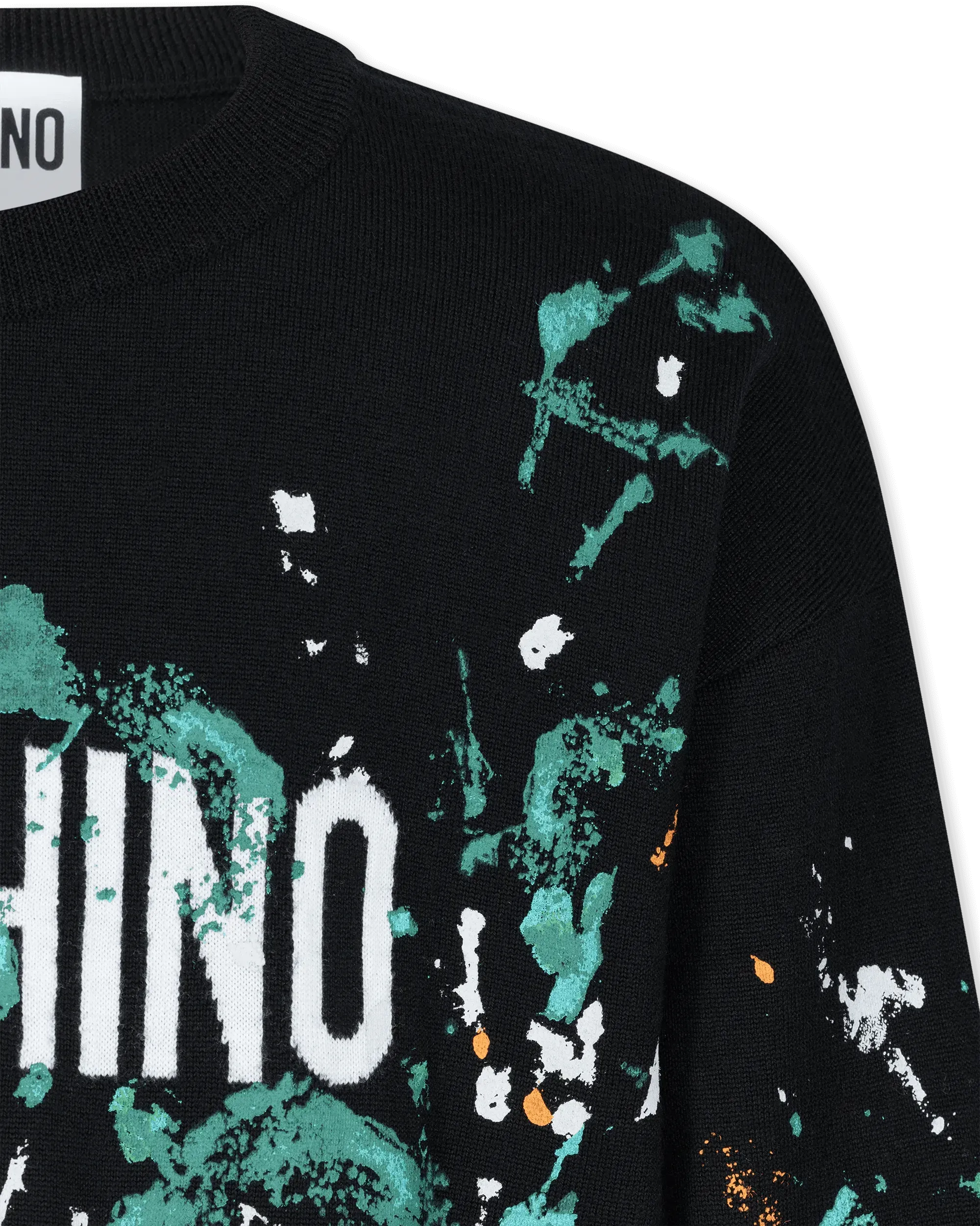 Painted Effect Wool Sweater With Logo