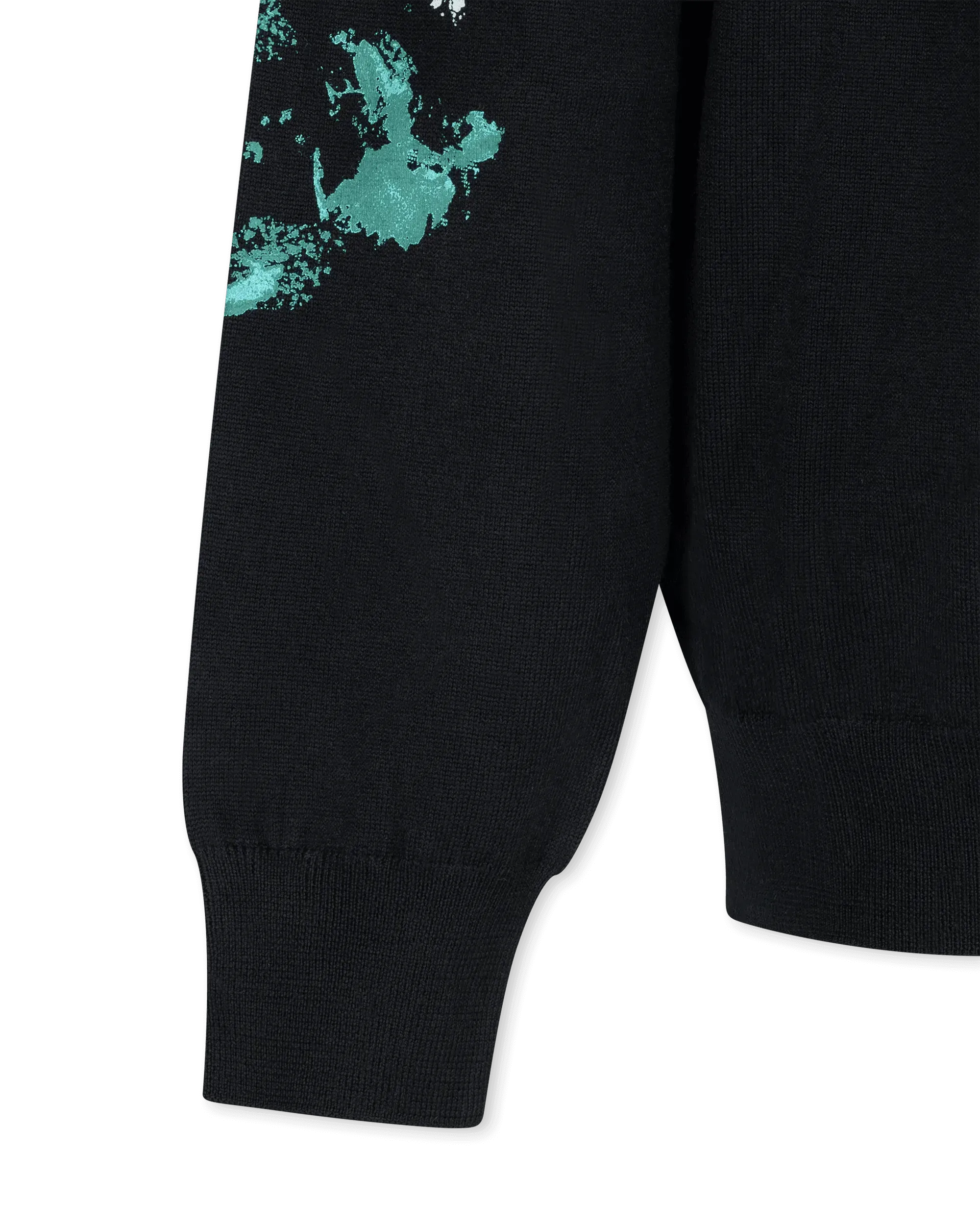 Painted Effect Wool Sweater With Logo