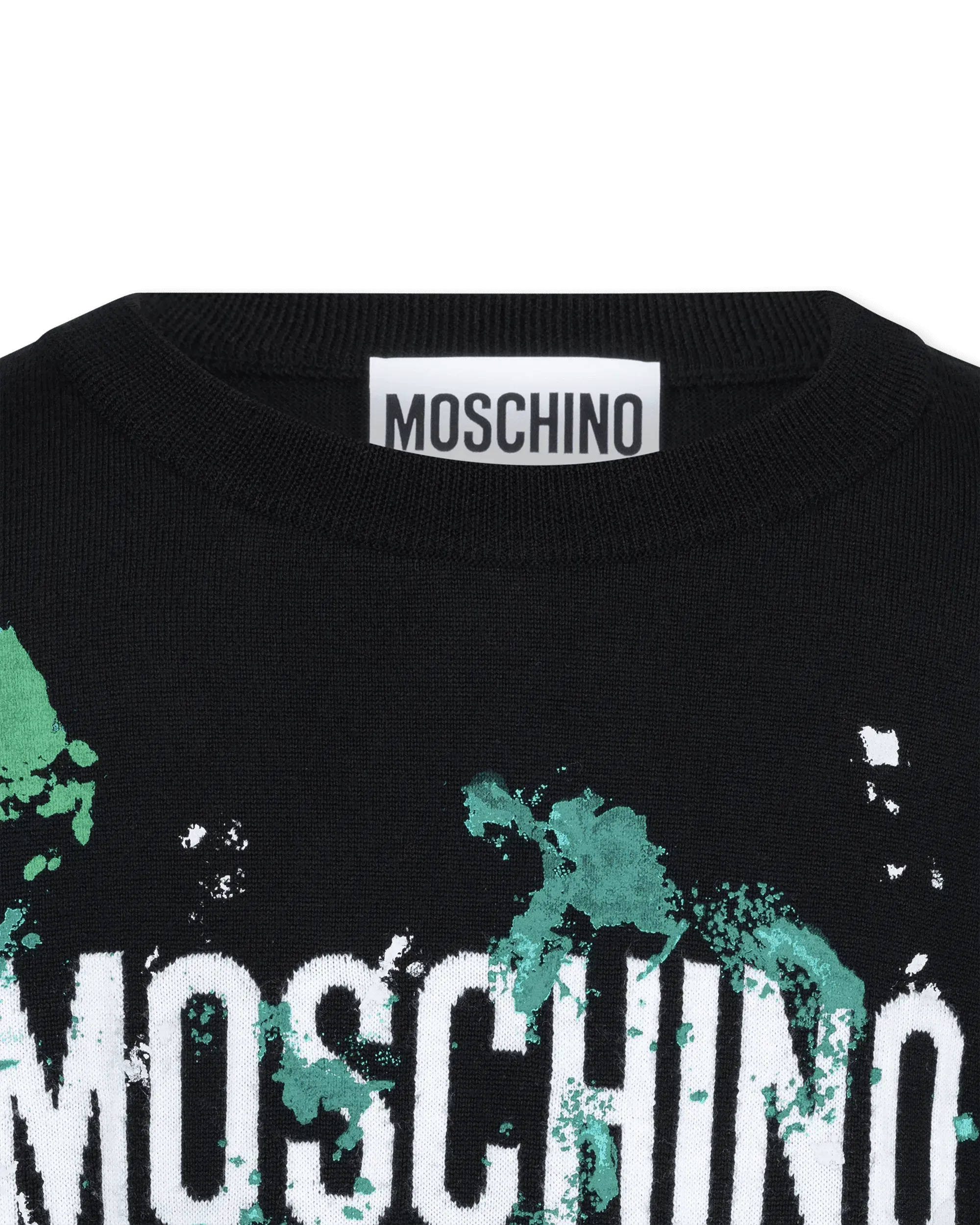 Painted Effect Wool Sweater With Logo