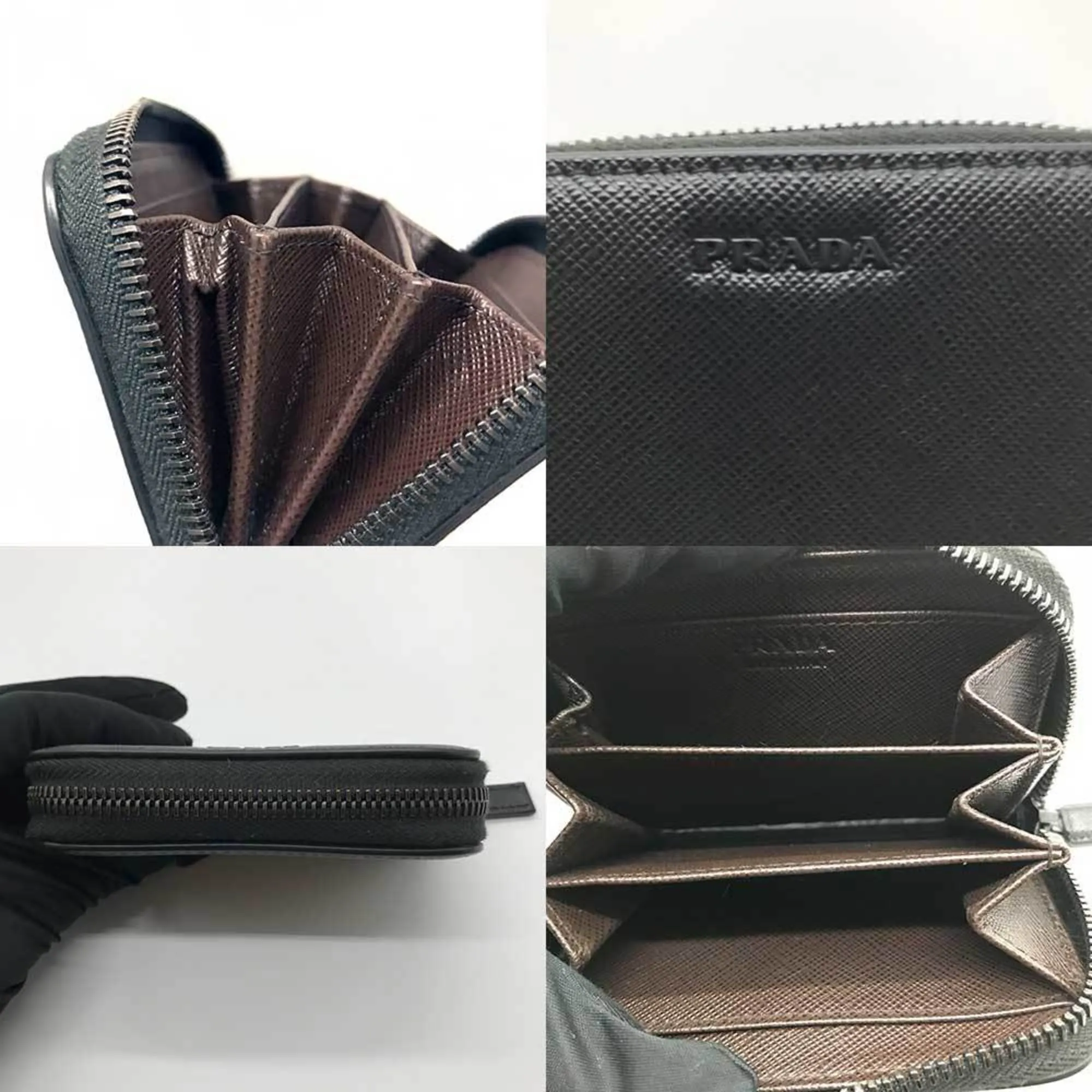 Prada Saffiano Black Leather Accessories