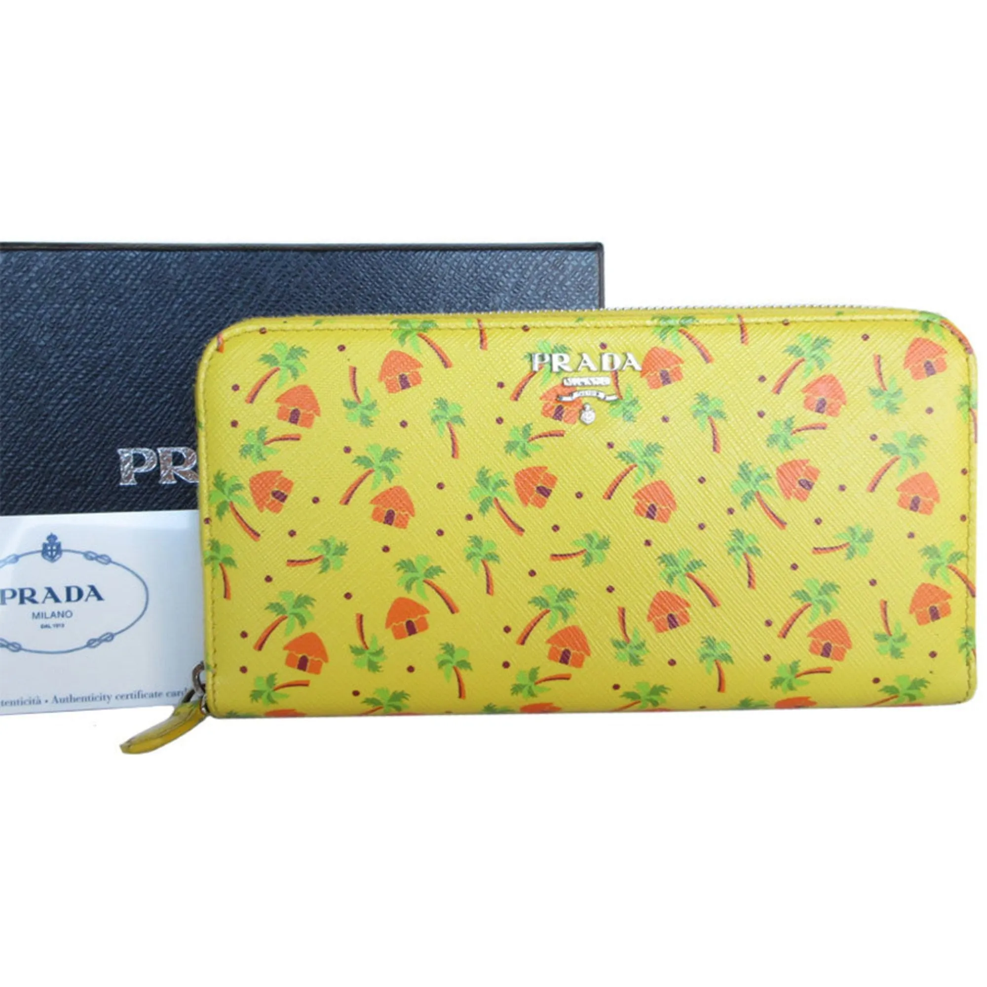 Prada Saffiano Yellow Leather Accessories