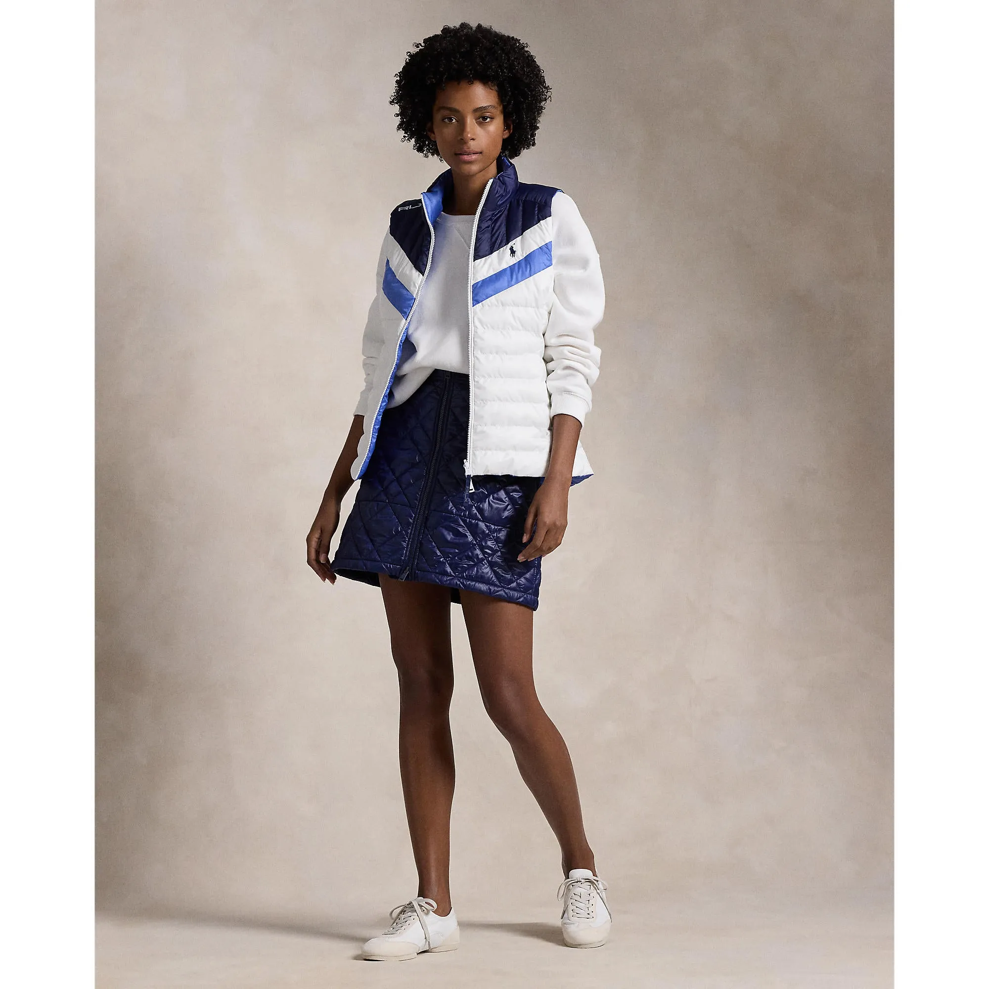 RLX Ralph Lauren Women's Reversible Quilted Performance Vest - Ceramic White Multi