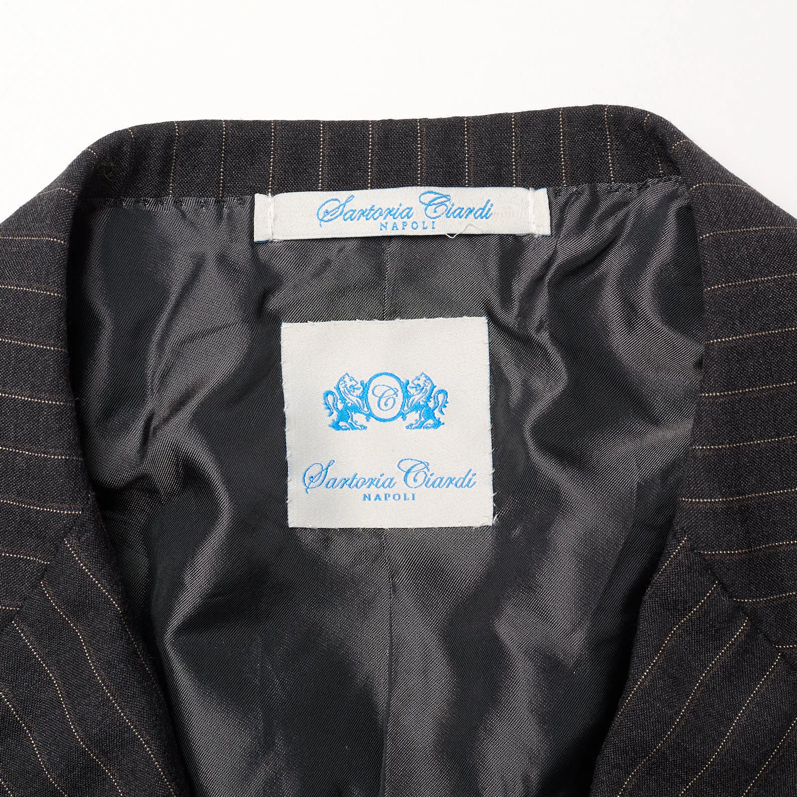 SARTORIA CIARDI Bespoke Handmade Gray Pinstripe Wool Suits EU 50 NEW US 40
