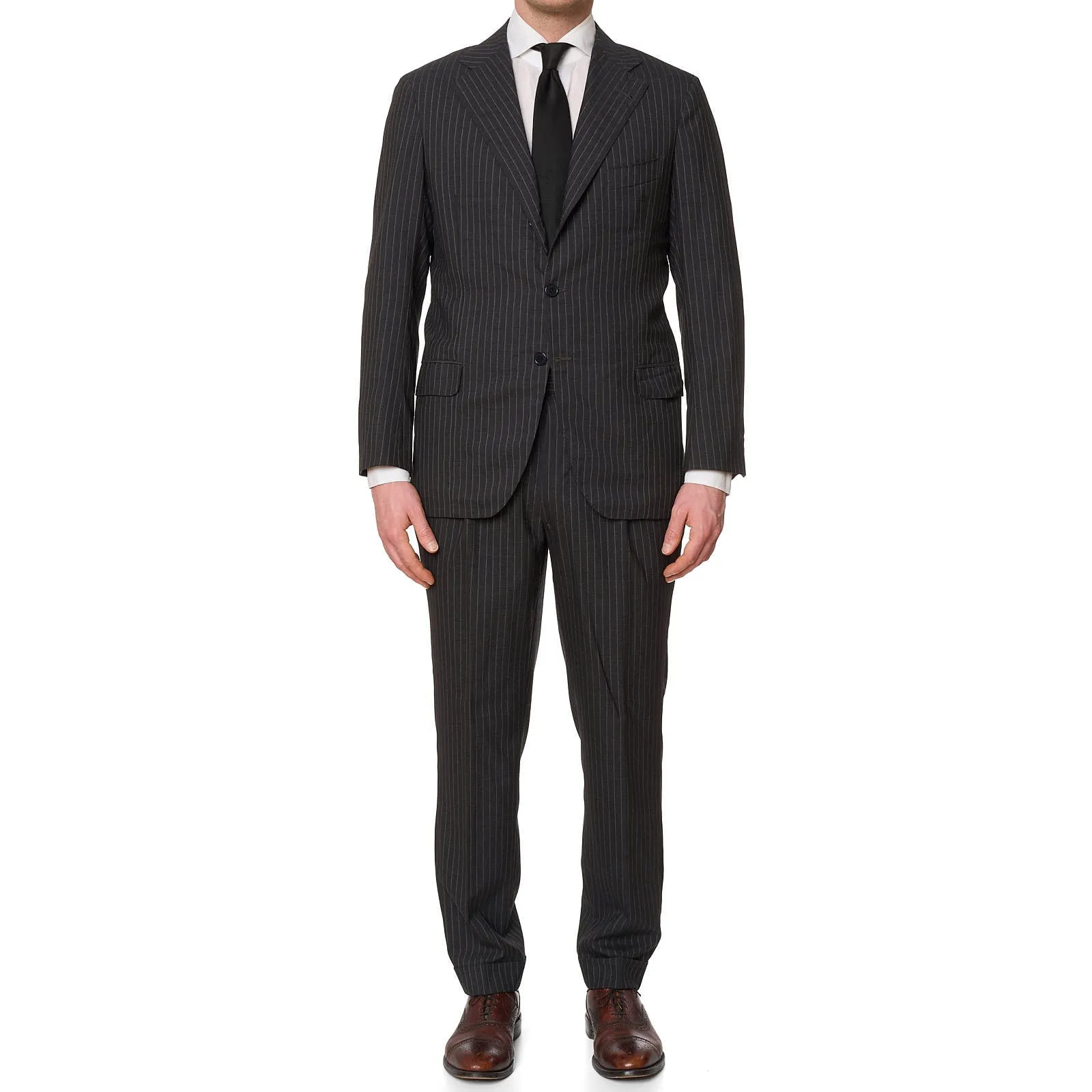 SARTORIA CIARDI Bespoke Handmade Gray Pinstripe Wool Suits EU 50 NEW US 40