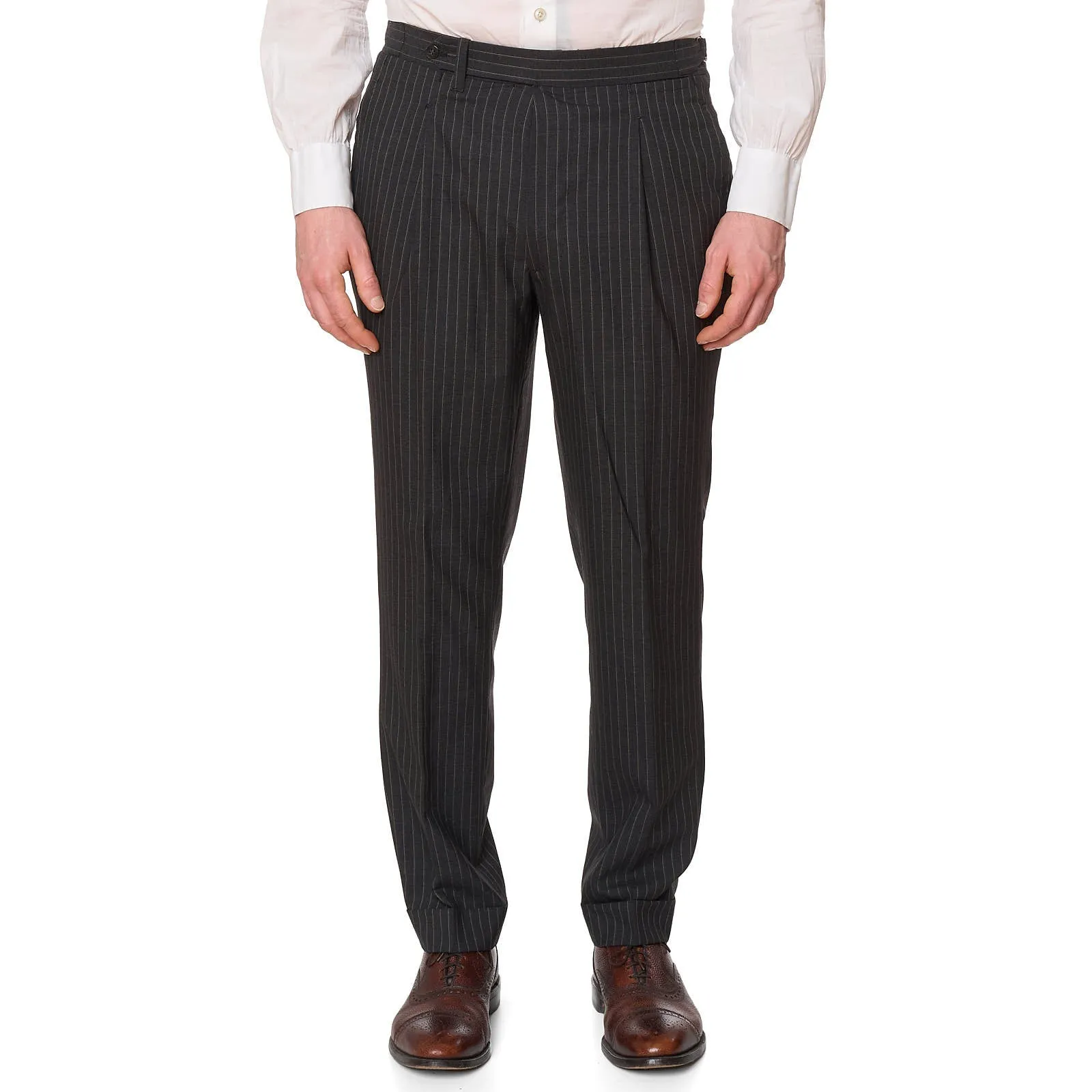 SARTORIA CIARDI Bespoke Handmade Gray Pinstripe Wool Suits EU 50 NEW US 40