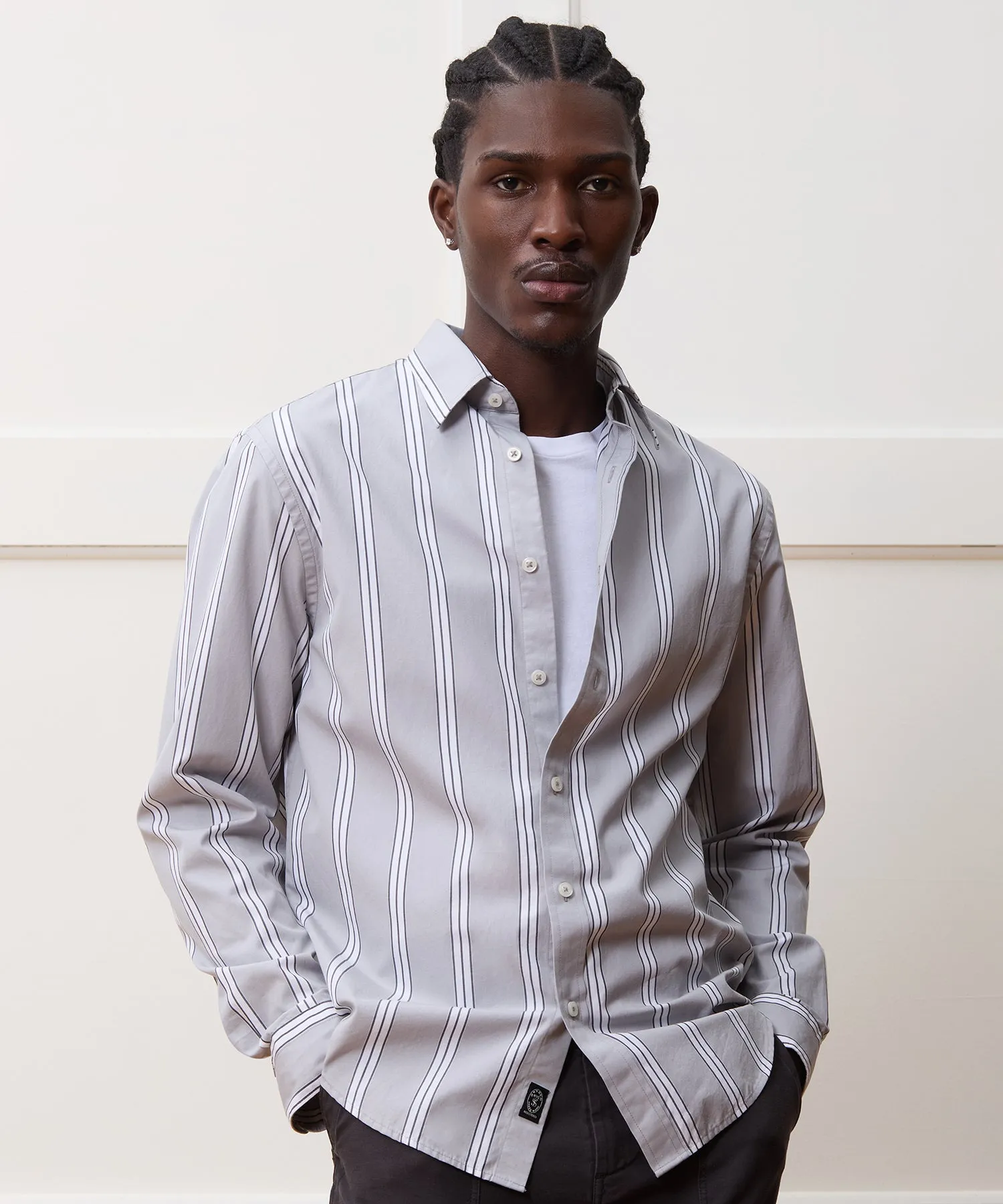 Slim Fit Cotton Poplin Point Collar Shirt