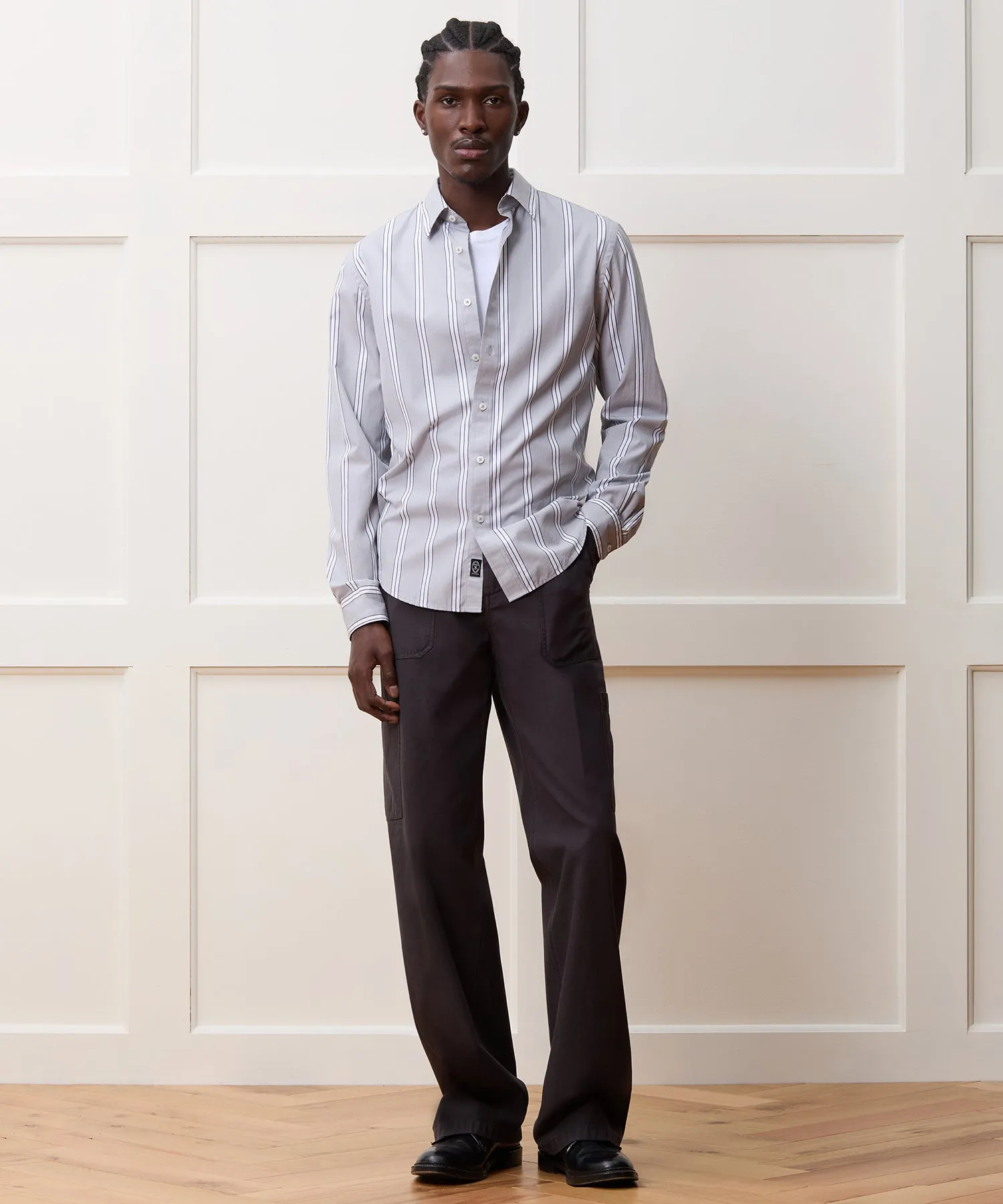 Slim Fit Cotton Poplin Point Collar Shirt