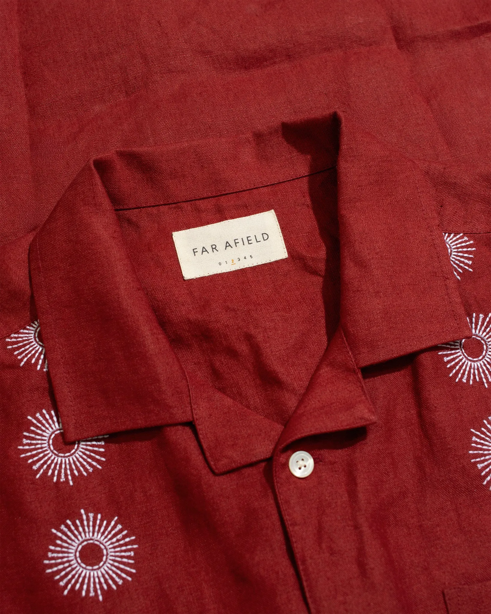 Stachio Shirt - Sol Stripe Embroidery Deep Red