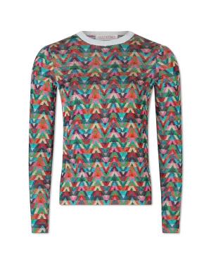 V Optical Multicolor Crewneck Sweater