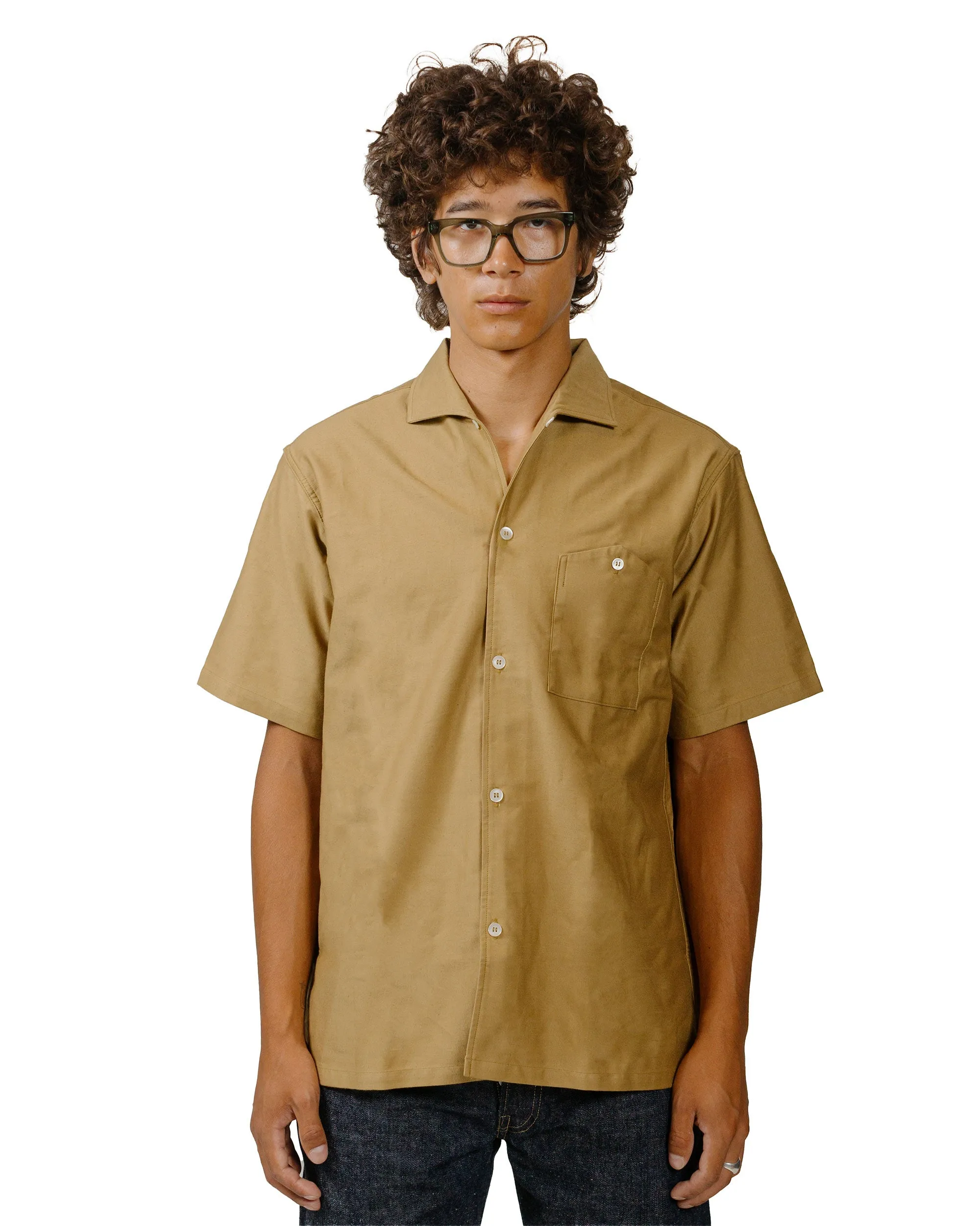 Warehouse Lot. 3091 S/S Open Collar Shirts Camel